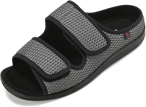 Diabetiker Hausschuhe Herrn Damen Bequem Rehaschuhe Memory Schaum Gesundheitsschuhe Extra Wide Orthopädische Hausschuhe Klettverschluss Sandalen Therapieschuhe Einfach An- und Ausziehen 38-46 EU von XINCHI