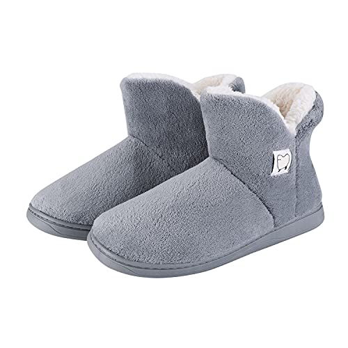 Hausschuhe Herren Damen Hüttenschuhe Warm Gefüttert Wärmehausschuhe Hüttenstiefel Wärmepantoffeln Rutschfest Pantoffeln Geschlossene Flacheschuhe Hohe Stiefel Clogs Winter Puschen Drinnen Draußen von XINCHI