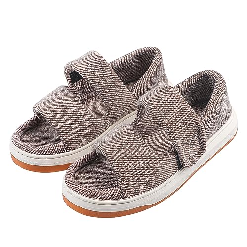 Sandalen Herren Bequem Schlappen Verstellbar Klettverschluss Freizeitschuhe Rutschfester Diabetiker Hausschuhe Atmungsaktiv Sommerschuhe Orthopädisch Gesundheitsschuhe Kaffee 47-48 für Füße EU45-46 von XINCHI