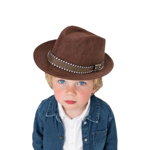 Sonnenhut Jungen Fischerhut Leicht Sommerhut Sonnenschutz Schirmmütze Anti UV Freizeithut Atmungsaktiv Jazzhut Polyester Panamahut Passform Anglerhut Reisen Fedora Safari Hut Sommer Buschhut Outdoor von XINCHI