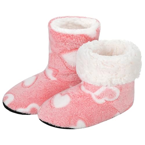 Winter Hausstiefel Damen Plüsch Wärmestiefel Hohe Hausschuhe Winterhausschuhe Wärmehausschuhe Flauschig Hüttenstiefel Hüttenschuhe Wärmepantoffeln Warm Hauspantoffeln Fußwärmer Kuschelschuhe 35-42EU von XINCHI