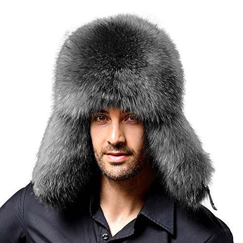 Fliegermütze Herren Winterhut Super Dick Fellmütze Kunst Fuchs Wintermütze Winddicht Russenmütze Ohrenschützer Pilotenmütze Weich Damenmütze Wintermütze Russische Mütze von XINCHI