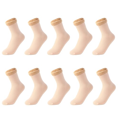 XINCHI Socken 10 Paar Wadenstrümpfe Damen Herren Kuschelsocken 35-42 Wintersocken Warm Thermosocken Dick Stiefelsocken Thermo Damensocken Atmungsaktive Socken Business und Alltag von XINCHI