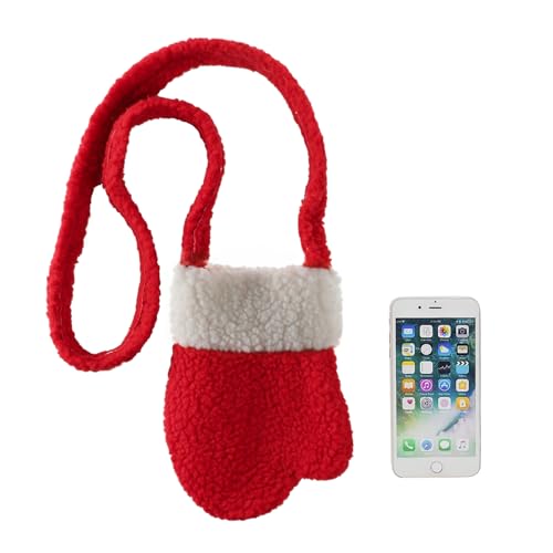 XINCHI Umhängetasche Damen Mädchen Crossbody Tasche Handschuh Form Handytasche Plüsch Niedlich Schultertasche für Weihnachten Neujahr Alltägliches von XINCHI