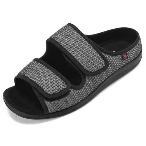 Diabetiker-Hausschuhe für Damen und Herren, extra breite Passform, geschwollene Füße, Sandalen, Operationsschuhe, Memory-Schaum, verstellbare offene Zehen, Sandalen, Arthritis, Ödeme, Komfort, ältere von XINCHIA