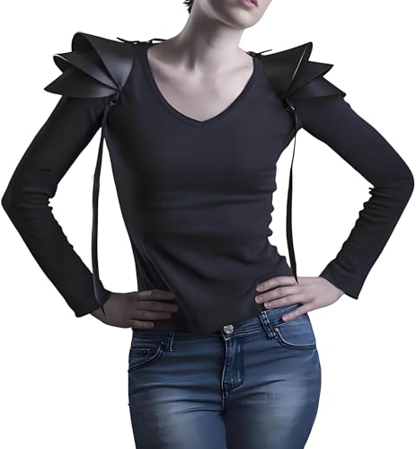 Leder Wikinger Ritter Mittelalter Schulterpanzer Retro Pauldron Steampunk Punk Schulterpanzer Verstellbar Verkleidung Halloween Karneval Cosplay Kostüm Party Krieger Schulterschutz für Männer Frauen von XINCHIA