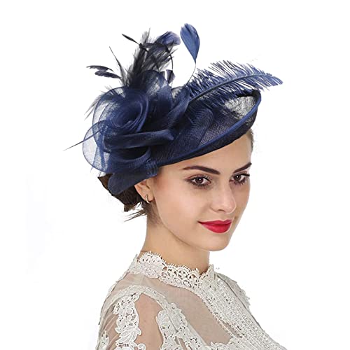 XINCHIA Damen Fascinator mit Blumen- und Federn, Schleier, Netz, Stirnband, Clip, Pillendose, Hut, Hochzeit, Brautschmuck, Haarschmuck, Kopfschmuck, Zylinder, Ascot, Cocktail, Teeparty, Kopfbedeckung, von XINCHIA