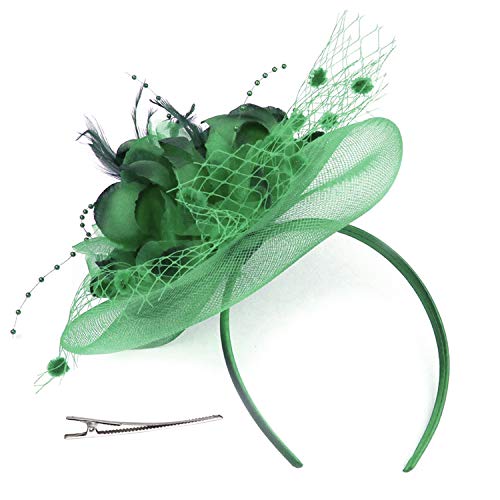 Fascinator Damen Hut Haarschmuck Blume Bankett Mesh Hut Feder Haarklammer Karneval Brautschleier Elegant Haarspangen Vintage Haarclip Hochzeit Haarreif Cocktail Party Kopfschmuck Tea Fasching Partyhut von XINCHIUK