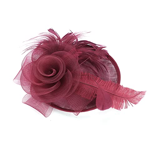 Kopfschmuck Damen Haarreif Vintage Fascinator Hut Feder Haarschmuck Blume Headwear Mesh Damenhut Fasching Bankett Hut Elegant Haar Clip Karneval Partyhut Cocktail Hochzeitszubehör Hochzeit Party von XINCHIUK