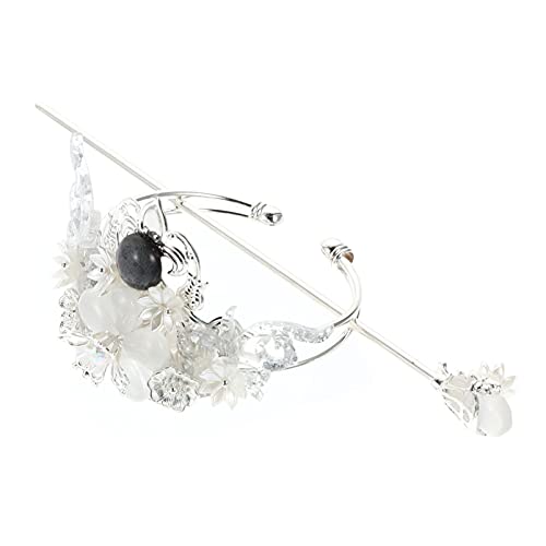 Hochzeits-Kopfbedeckung im chinesischen Stil, 1 Set Hanfu-Haarkrone, Kopfschmuck, Haarknotenhalter, Tiara im chinesischen Stil(Silver) von XINCXIN