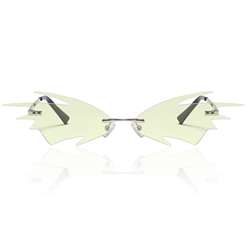 XINCXIN Lustige Sonnenbrille, flügelförmige Sonnenbrille, randlose Goth-Brille, lustige, stilvolle Neuheit for Männer und Frauen, Halloween, Weihnachten, Party-Dekoration(Color:Light Green) von XINCXIN