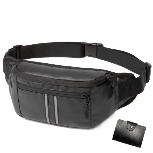 Bauchtasche Gürteltasche für Damen und Herren Hüfttasche Outdoor Groß Handytasche Sport Wasserdicht Laufgürtel Umhängetasche Geldgürtel Verschenken Sie EIN Kreditkartenetui (Schwarz-Wasserdicht) von XINDONGSHENG