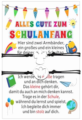XINDY 2 Endlich Schulkind Armband Mädchen Mama Schutzengel Armbänder mit Karte Einschulung Geschenk Mädchen Schulanfang Geschenke Erster Schultag Inhalt Schultüte Füllung von XINDY