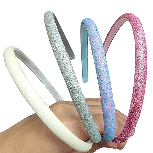 Glitzer-Haarreifen für Mädchen und Frauen, Kinder, Pailletten-Stirnbänder, Glitzer-Haarreifen für Mädchen und Frauen, 4 Stück Glitzer-Haarreifen für Mädchen und Frauen, Kinder, Pailletten-Stirnbänder, Glitzer-Haarreifen für Mädchen und Frauen, 4 Stück von XINFAFUSW