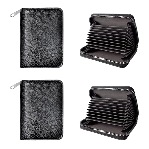 XINFEIBEI RFID-blockierender Kartenhalter, Brieftaschen, kompaktes Leder, Kreditkartenetui für Damen und Herren, Schwarz, 4-Pack, Praktisch: XINFEIBEI RFID-blockierender Kartenhalter, Brieftaschen, kompaktes Leder, Kreditkartenetui für Damen und Herren, Schwarz, 4-Pack, Praktisch: von XINFEIBEI