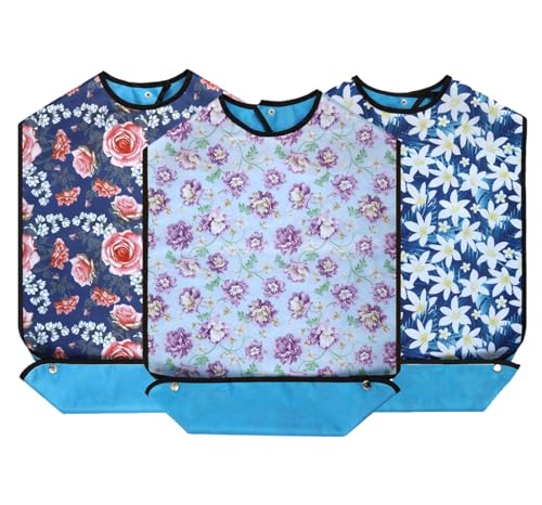 XINFULLWOL Erwachsene Lätzchen mit Crumb Catcher. Wasserdichte und wiederverwendbare Kleidung Protektoren für ältere Frauen für Männer oder Jeder, der motorische Fähigkeiten verloren hat (PCN-3) von XINFULLWOL