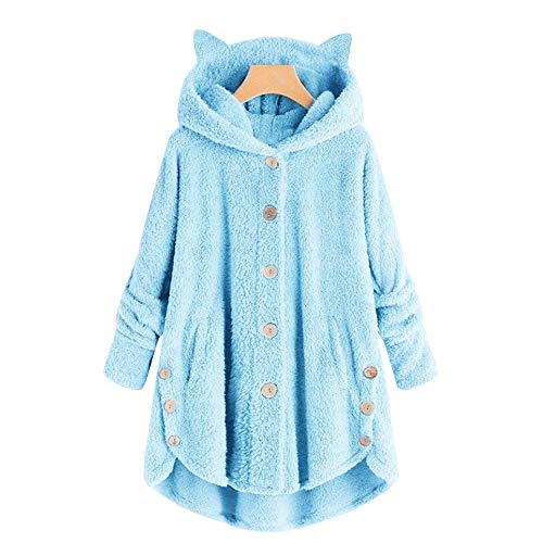XINGENG Übergroße Sherpa Hoodie Sweatshirt Plüsch, Weiche Warme Riesen Hoodie Fronttasche Giant Plüsch Pullover Decke mit Kapuze for Erwachsene Frauen Teenager-Studenten (Himmelblau-1,5XL) von XINGENG