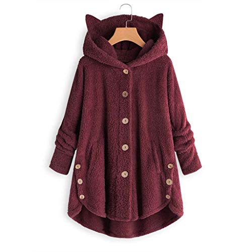 XINGENG Übergroße Sherpa Hoodie Sweatshirt Plüsch, Weiche Warme Riesen Hoodie Fronttasche Giant Plüsch Pullover Decke mit Kapuze for Erwachsene Frauen Teenager-Studenten (Weinrot-1,2XL) von XINGENG