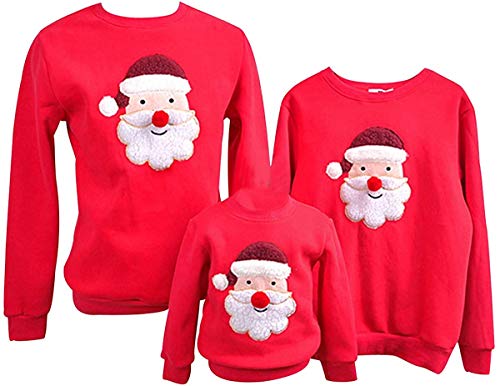 XINGENG Weihnachtspullover Familie Pulli Pullover Weihnachten Herren Sweatshirt Pullis Christmas Rentier Weihnachts Xmas Winterpullover Jungen Mädchen (B Red,Papa L) von XINGENG