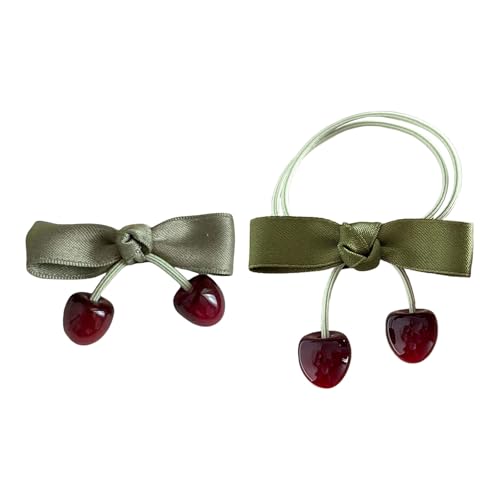 2pcs Fruit Bowknot Haarbindungen Und Haarclip Set Für Kinder Mit Hoher Elastizität Die Sich Perfekt Für Die Schule Und Partyanlass Eignet von XINGLIDA