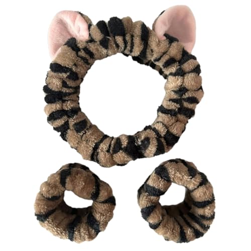 3pcs/set Schönes Kätzchen Ohr Armband Haarband Set Frauen Mädchen Waschen Gesicht Und Make Up Plüsch Armband Stirnbänder von XINGLIDA