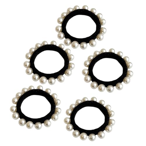 5pcs Mode Künstliche Perlen Haarbinden Atmungsable Handtuchschleife Haarband Elastisch Für Frauen Mädchen Verschiedene Styling High Elastic von XINGLIDA