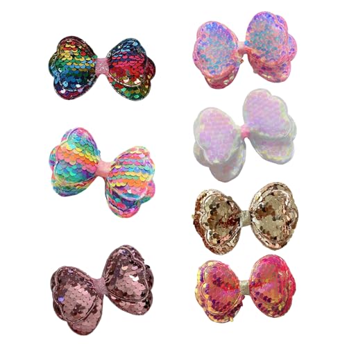 7 Stück Weihnachten Glitzernde Bögen Haare Haarteile Modebögen Haarnadeln Für Mädchen Cartoon Styles Accessoires von XINGLIDA