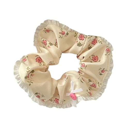 Blumenhaar Risshöfe Dehnte Stoff Pferdeschwanz Binde Haare Casual Mode Dekoration Für Frauen Mädchen Scrunchie von XINGLIDA