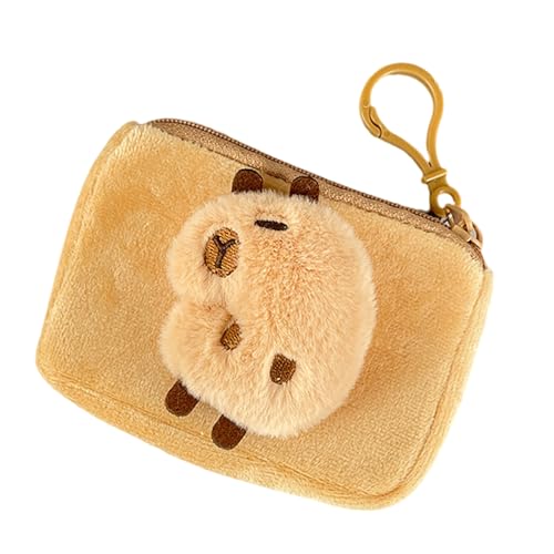 XINGLIDA Capybara Münze Geldbeutel Plüsch Wechselbeutel Mit Schlüsselbund Schöne Brieftasche Für Frauen Kinder Kleine Make Up Plüsch Geldbeutel Schlüsselbund von XINGLIDA