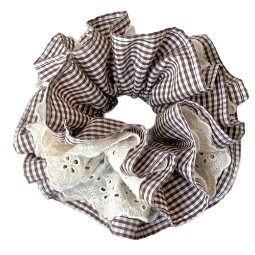 Delikates Spitzenlader Elastic Hair Band Elegant Karierte Elastische Haarringe Für Stilvolle Frauen von XINGLIDA