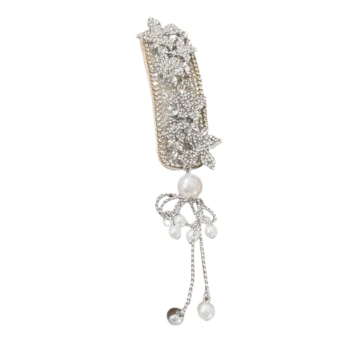 Elegant Silber Blumenquasten Haarclip Für Braut Mit Robusten Strasssteinen Und Handgefertigter Handwerkskunst Casual Wear von XINGLIDA