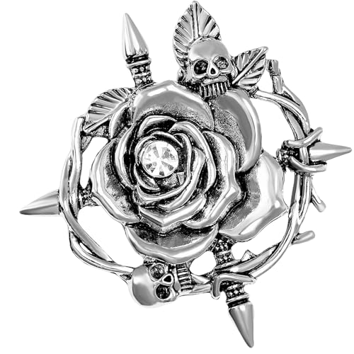 XINGLIDA Exquisite Schädel Rose Brosche Brosche Spaß Kleidung Schmuck Einzigartige Abzeichen Legierung Textur Geeignet Für Themenereignislegierung von XINGLIDA