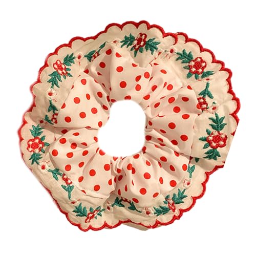Extra Large Fabric Scunchies Haarbindungen Weiche Elastische Pferdeschwanzhalter Frauen Stirnbänder Multi Szenario Haarseile Florale Gestickte Pferdeschwanzhalter von XINGLIDA
