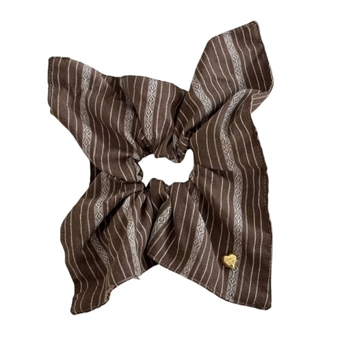 Gestreiftes Quadratisches Elastisches Haar Scrunchie Retro Gold Herz Haar Bindeweiche Stoff Ponytailhalter Für Verschiedene Altersgruppen Weiche Gestreifte Rücken Für Den Täglichen Gebrauch von XINGLIDA