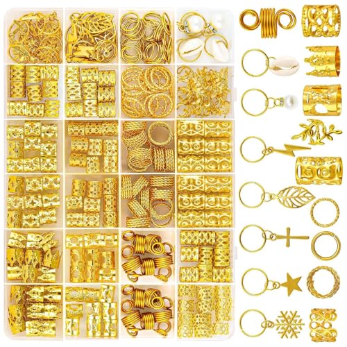 Golden Ethnische Haarringe Haarperlen Losen Spulen Haarschmuck Für Geflecht Dreadlock Perlen Haare Clip Ringe Geflecht Clip Clip von XINGLIDA