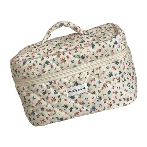 Großkapazität Blumenkosmetikbeutel Cord Lagerbeutel Für Frauen Und Mädchen Tragbare Reisemake Up Organisatoren Reisen Toilettenbeutel von XINGLIDA