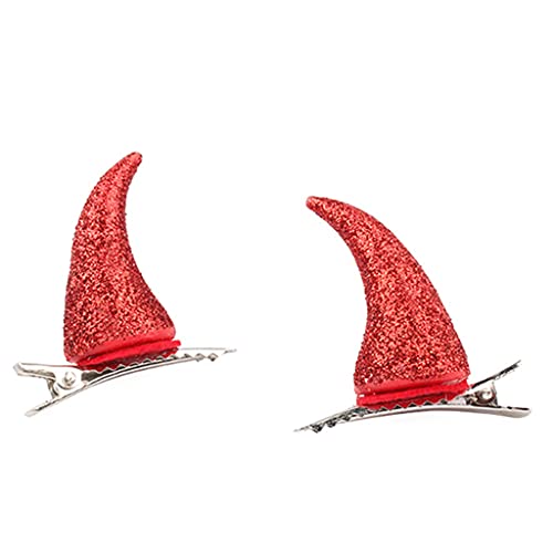 Halloween Barrettes Ox Horn Haare Clips Thema Party Kopfschmuck Devil Horn Barrettes Cosplay Haarzubehör Ochse Hornhaarklammern Cartoon Haarklammern von XINGLIDA