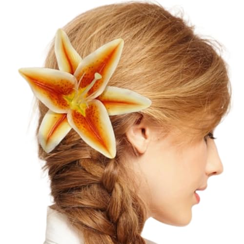 Lilien Blumenhaarklaue Mit Realistischen Blumen Designs Starke Metallzähne Haarklemme Für Hochsteckfrisuren Und Verschiedene Stile Frauen Accessoires von XINGLIDA