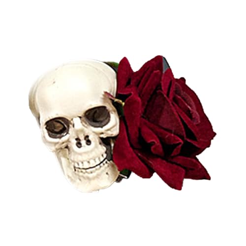 Lolitastyle Schädel Haarklammern Für Halloween Party Goth Rose Haarnadel Für Teenager Mädchen GOCKY STECUL SEITEN Seitclip Frauen Kopfbedeckung Gothic Skull Haarzubehör Coole Haare Clip von XINGLIDA