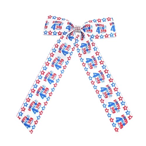 Patriotische Flagge Bögen Haare Clip Handgefertigtes Stoff Haar Accessoire Für Frauen Urlaub Party Tägliches Outfit Alltag Patriotisches Accessoire von XINGLIDA