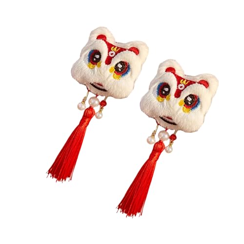 Pompoms Haarclip Für Neujahr Barrette Süßes Neujahrs Flachclip Haarnadel Quasten Elegante Haarklamme Für Bündel von XINGLIDA