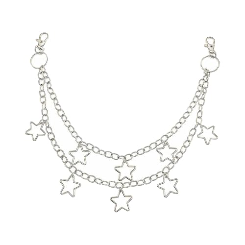 Punk Star Anhänger Taille Kette Glühes Hosen Mehrschichtiger Tasche Für Frauen Männer Coole Taillendekorative Metallic Sterngürtel von XINGLIDA