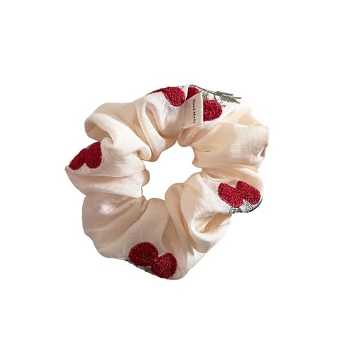 Spitzengeschnittene Elastische Haare Scrunchie Mit Stickblumen Dehnbares Haarband Hair Krawatte Für Pferdeschwanz Und Hochsteckfrisur Brötchen Styling Sticked Spitzenspitzer Scrunchie von XINGLIDA