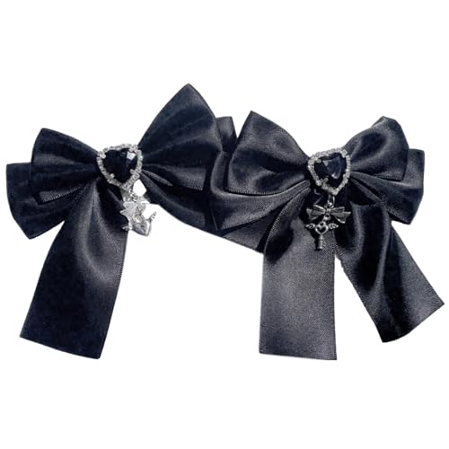Süße Süße Girly Dunkle Bogen Haare Clip Bow Gothic Bündel Zubehör Süßes Balletcore Bow Hair Clips von XINGLIDA