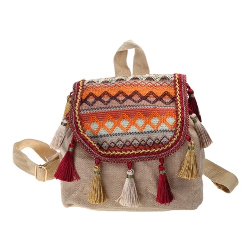 XINGLIDA 2023 Doppelriemen-Umhängetasche, Mädchen-Studenten-Rucksack, vielseitige Tasche mit Quasten, ethnischer Schulrucksack, F XINGLIDA 2023 Doppelriemen-Umhängetasche, Mädchen-Studenten-Rucksack, vielseitige Tasche mit Quasten, ethnischer Schulrucksack, F von XINGLIDA