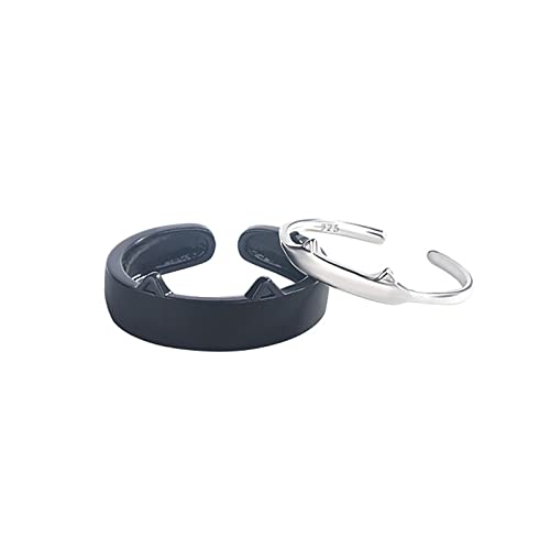 XINGLIDA 2pcs Weiß Schwarz Süß Für Katzenringe Set Für Katzenohren Ringe Kätzchen Haustier Offen Einstellbarer Finger Statement Frauen Gi Weiße Schwarze Ohren von XINGLIDA