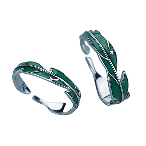 2pieces/Set Retro Vintage Blattring Grüne Kochbananen Offene Ringe Paar Persönlichkeit Kochbananenblatt Mode Juwelierpaar Ringe Set Versprechen Ringe Einfach von XINGLIDA