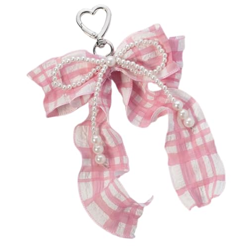XINGLIDA Ästhetischer Schlüsselbundbrand Bögen Bag Charme Anhänger Süße Perlen Schlüsselketten Hängen Ornament Für Frauen Perlen Bögen Schlüsselbeutel Tasche von XINGLIDA