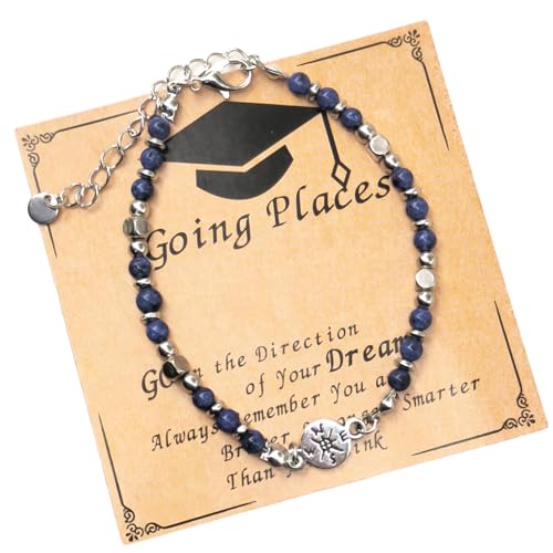 XINGLIDA Abschluss Schmuckgeschenke Für Ihr Verstellbares Steinperlen Armband College Accessory Mit Grußkarte Und Geschenken Box Edelsteinarmband Für Absolventen von XINGLIDA