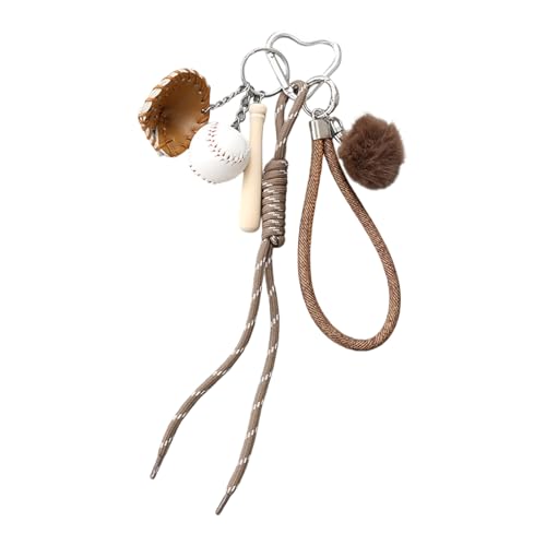 XINGLIDA Bag Charme Anhänger Keyring Plüsch Ball Baseball Geflochtene Seilschlüsselkette Für Rucksackbalken Handtasche Dekoration Anhänger von XINGLIDA